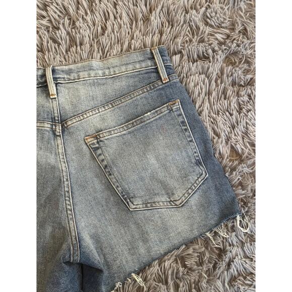 Frame Le Brigette Shorts Womens 27 Blue Denim Mid Rise Distressed Raw Hem USA - Picture 3 of 15